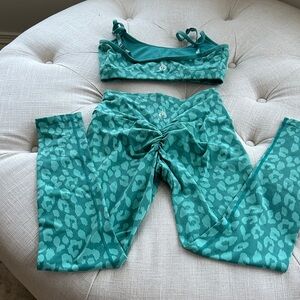Ryderwear Turquoise Animal Print Activewear Set